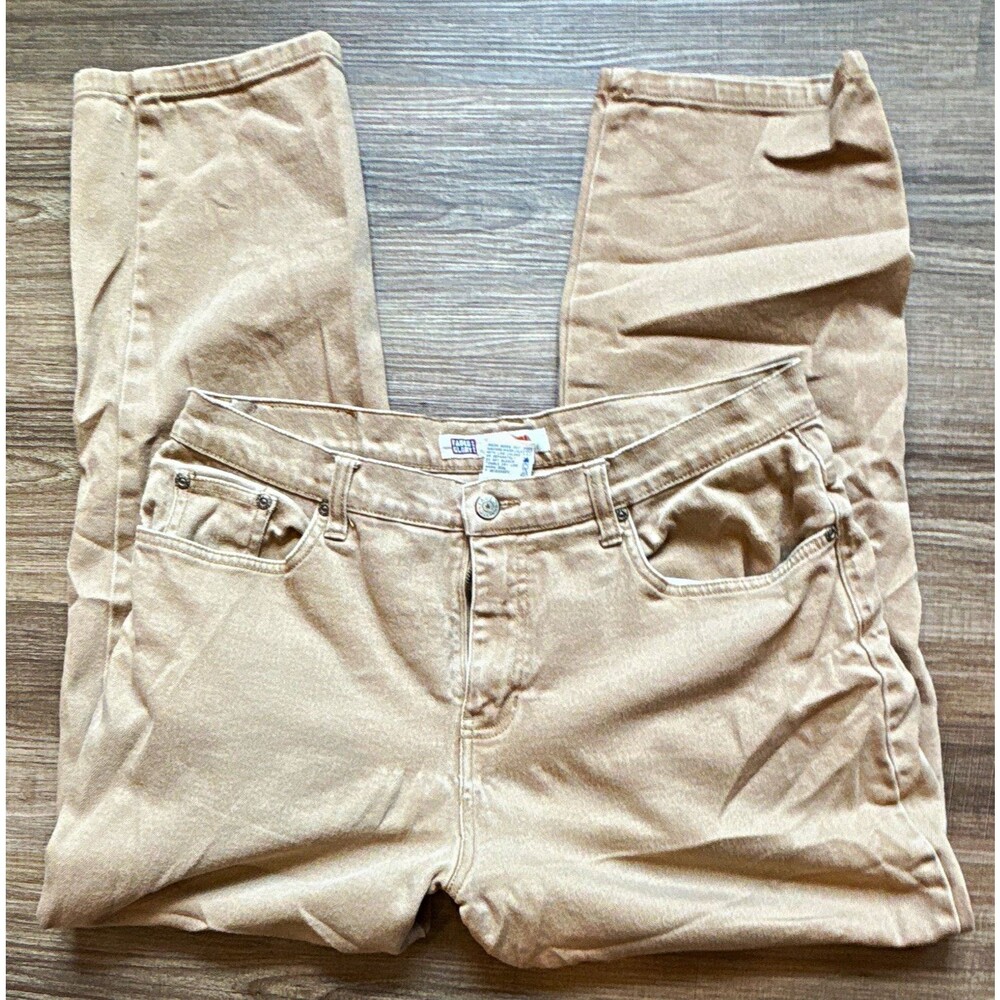 Faded Glory Womens Straight Leg Jeans Beige Light Wash Stretch 16P Petite Mid